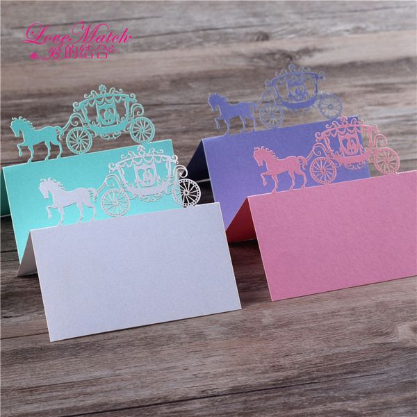 

40pcs carriage laser cut table name place card wedding decoration party favors pearl paper table place card wedding supplies