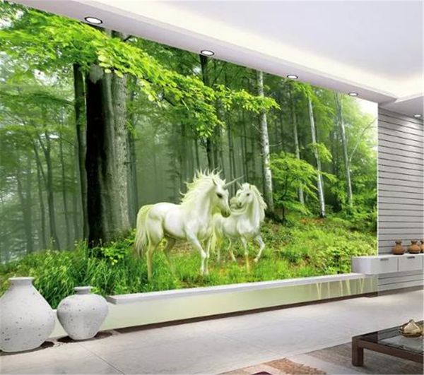 

wallpaper modern minimalist romantic forest guardian unicorn 3d european wallpaper indoor tv background wall decoration mural wallpaper