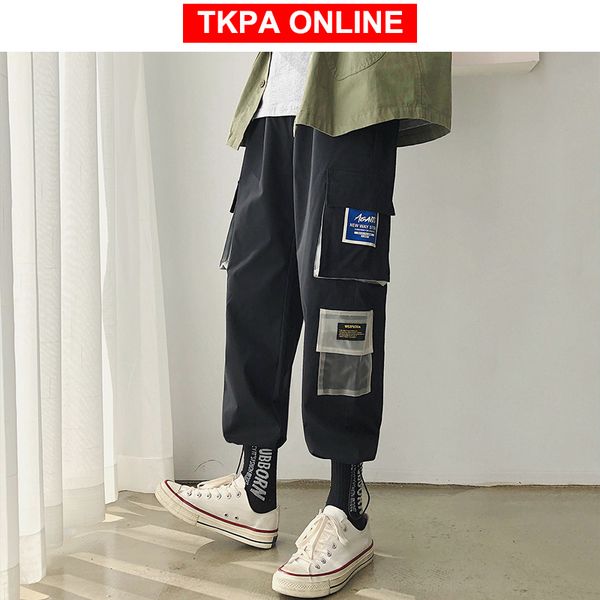 

men japanese streetwear sweatpants joggers 2020 overalls men hip hop cargo pants black pockets designer track pants 2xl