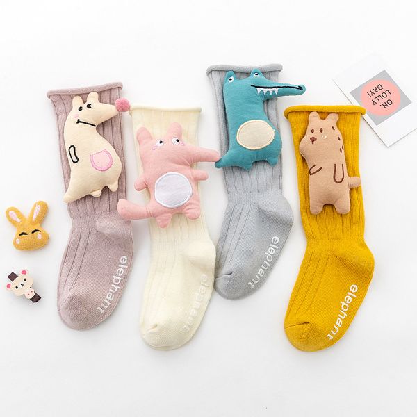 

balleenshiny loose high baby socks infant baby big doll medium tube socks children girls cute knee cotton leg warmer, Pink;yellow