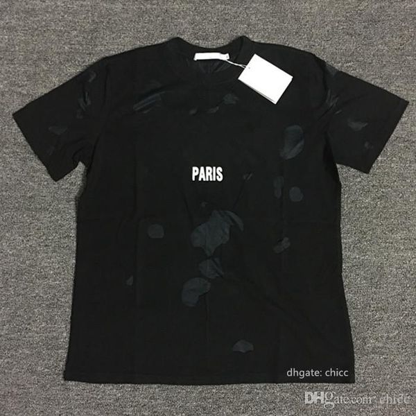 

19ss europe paris fashion big broken hole brand man clothes women men t shirts men's clothing 100% cotton print letter short sleeve t-shirt