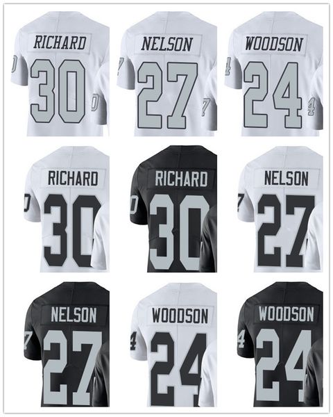 

Men 039 women 039 youth oakland 30 jalen richard 27 reggie nel on 24 charle wood on black white cu tom raider football jer ey