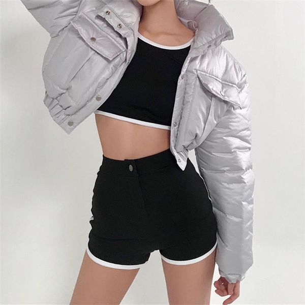 

contrast color white sides casual shorts active work out high waist bottoms 2020 women summer short pants streetwear black pant, White;black