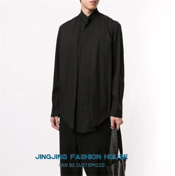 

s-6xlnew style korean style fashion men loose false two versatile shirt fashion versatile thin stylist shirt spring and summer, White;black
