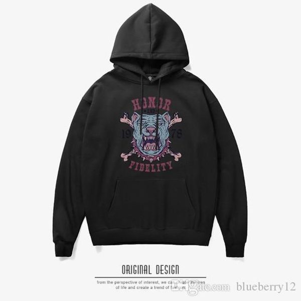 

mens hoodies street style 2019 new round neck printing hoodie thick sweater coat asian size s-2xl, Black