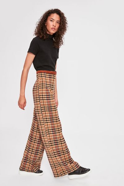 

trendyol plaids pants twoaw20pl0463, Black;white