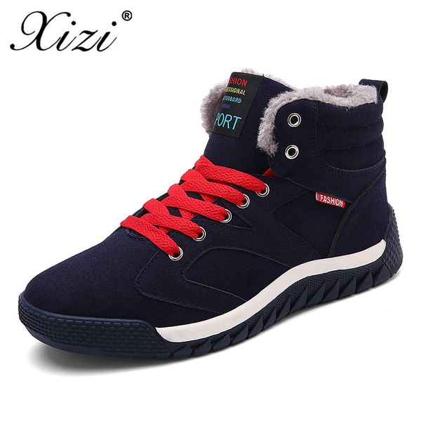 

xizi 2018 fashion men's winter snow boots shoes male warm boots plush ankle snow work shoes casual working safety, Black