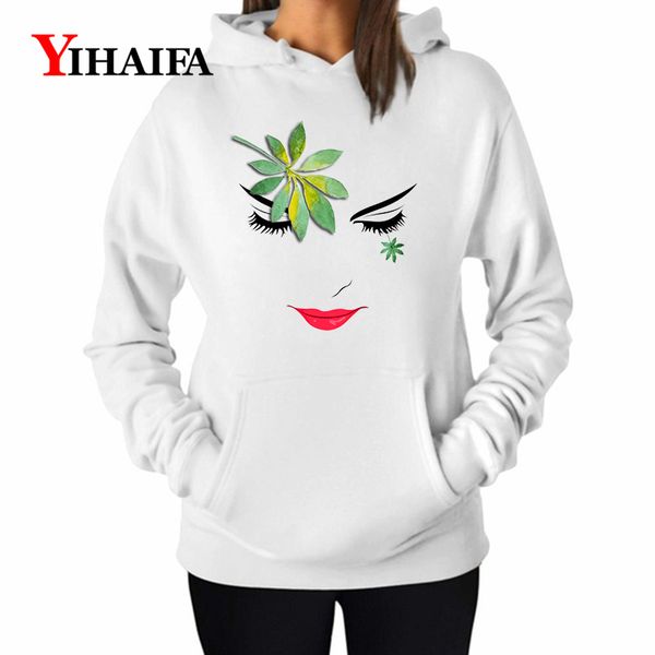 

womens hoodies white sweatshirts leaf girls gaphic pullover streetwear ladies fashion tracksuit casual long sleeve, Black
