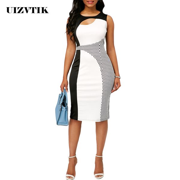 

patchwork summer dress women 2019 casual plus size slim office bodycon dresses elegant vintage elasticity print party dress, Black;gray