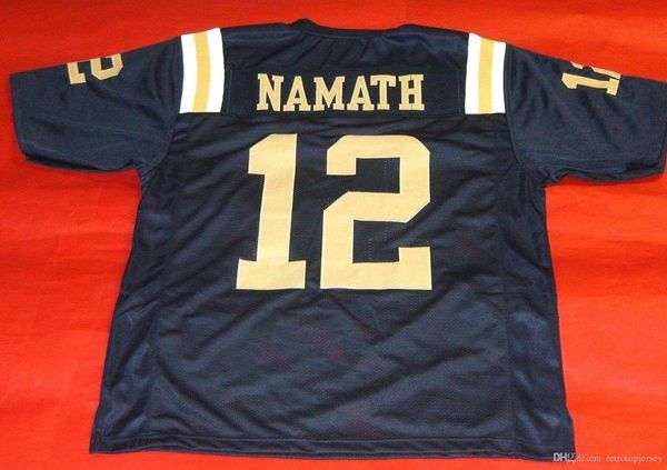 

retro #12 joe namath custom s-5xl,6xl mitchell & ness jersey bule mens stitching s-5xl,6xl football jerseys running, Black;blue