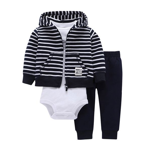 

2018 new 3pcs lots baby boys girls long sleeve bodysuit pants, dinosaur monster 100% cotton fleece hooded jacket out cloth sets, White
