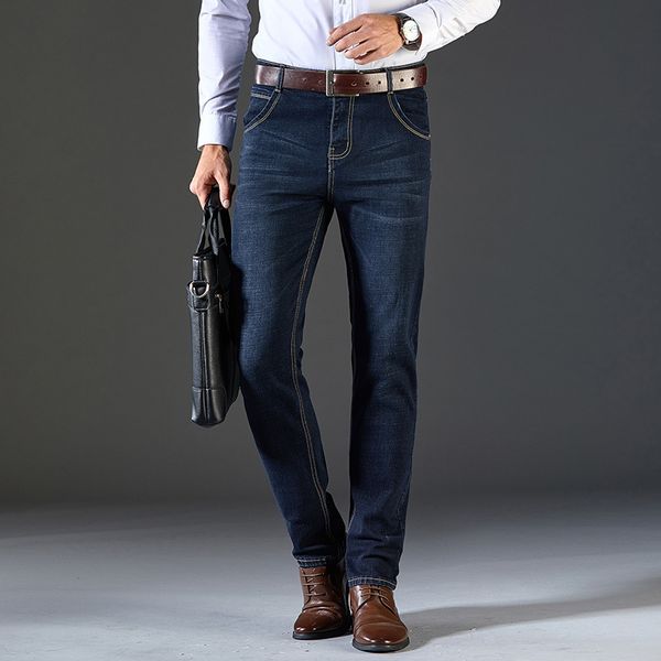 

мужские дизайнерские джинсы осень бизнес джинсы прямые тонкие повседневные брюки молодежные брюки брюки, Blue