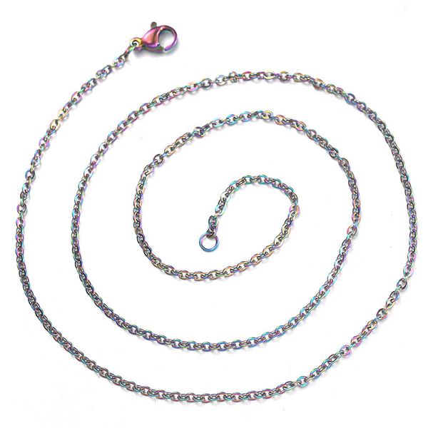 

5pcs/lot rainbow colored color chain necklace stainless steel snake chain with lobster clasp twist diy necklace 50cm, Silver