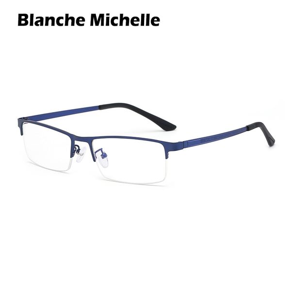 

blanche michelle blue light glasses frame men transparent computer glasses eyeglass frame uv protection rectangular alloy, Black