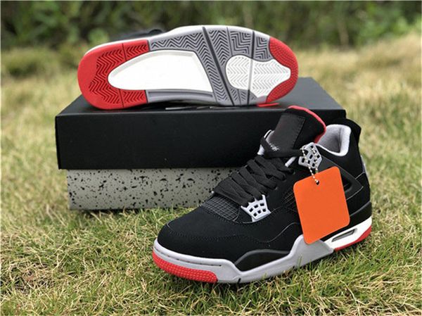 

2021 est authentic og 4 bred black cement outdoor shoes fire red white grey summit 4s men women sports sneakers 308497-060