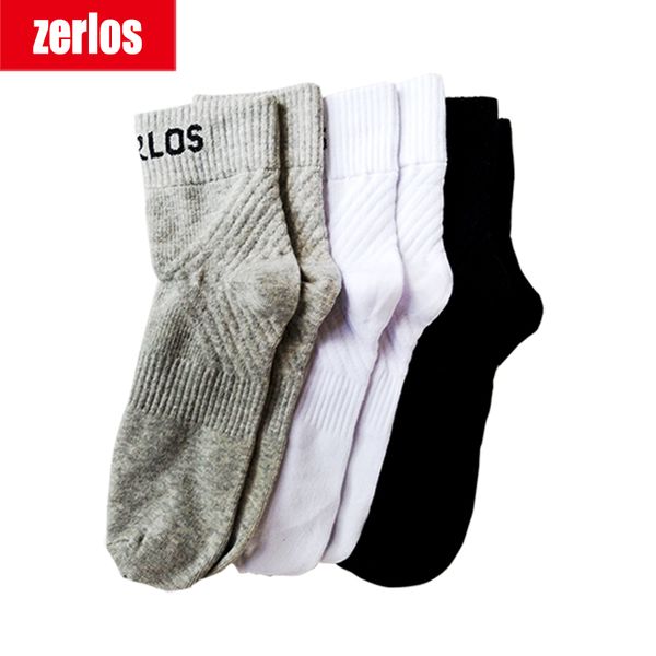 3 pairs /lot size 40-43 zerlos  high quality socks men cotton crew socks black white gray compression happy mens