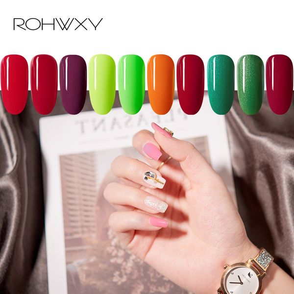 

rohwxy nail gel polish uv led gel lacquer semi permanent 80 colors nail varnish soak off hybrid painting for art, Red;pink