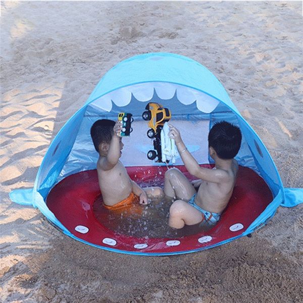 

children's beach pool tent new shark pool tent baby bathtub european and american wind automatic speed open tent indoor tents and shelt
