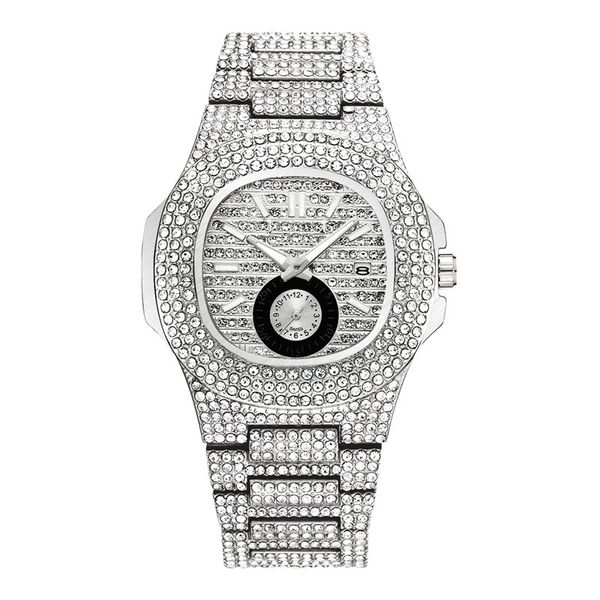

bling mens luxury watch watches fashion lady clock wholesale steel stainless diamond iced dial work quartz movement designer small watc pgpi, Slivery;brown