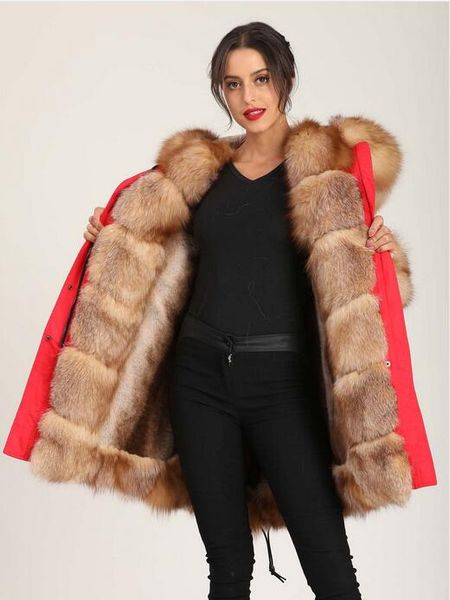 

cuff fur style gold brown fox threshold fur mukla furs brand khaki white stripe rabbit fur lining red long women parkas for cold weather, Black