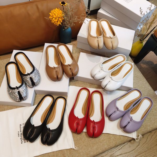 

в 2020 новая весна и лето мода мелкая кожаные плоские тапочки обувь ленивый тенденция джокер повседневная свиные ножки женщин, Black