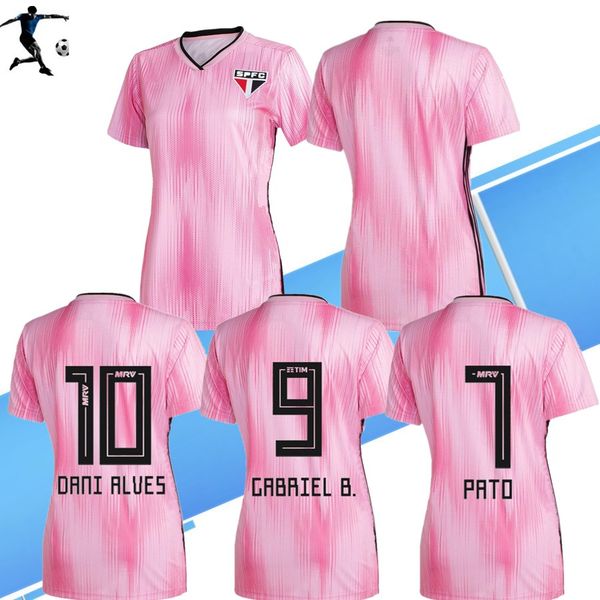 

new lady 2019 2020 sao paulo special-edition pink womensoccer jersey 19 20 t-shirt camisas girl feminine brasil flemish away football shirt, Black;yellow