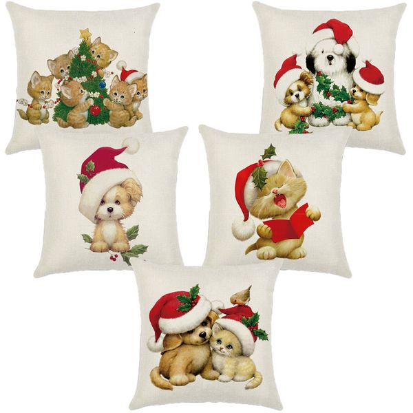 

рождество собака кошка декоративных подушки обложка подушка хлопок белье подушка гостиных подушки наволочки 40574