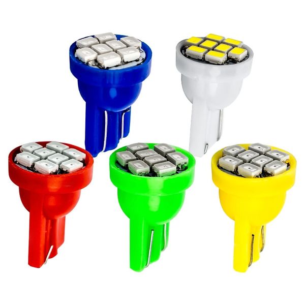 

10x t10 led wedge light bulb 8smd 8led 8 smd 1210 led w5w wy5w 2825 car parking light auto dashboard indicator instrument