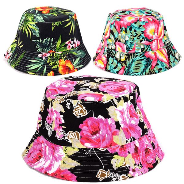 

floral bucket hats for women big children sun hats print outdoors caps summer beach sunhat girls flower bucket hat 27 styles rra1704, Yellow