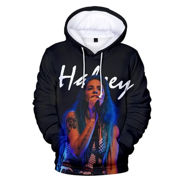 

aikooki singer halsey 3d hoodies men/women fashion casual hip hop hoodie 3d print halsey sweatshirt pullover hooded, Black
