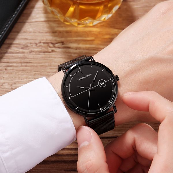 

relogio masculino hannah martin mens watches brand luxury fashion ultra thin date business quartz wrist watch clock man saat, Slivery;brown