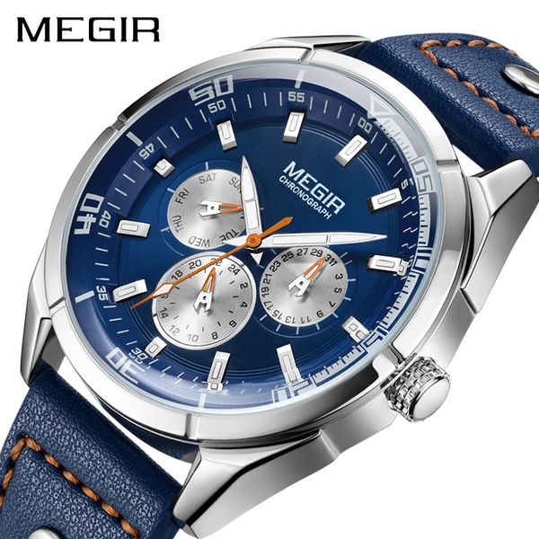 

megir creative army watches men quartz sport wrist watch clock men relogio masculino erkek kol saati, Slivery;brown