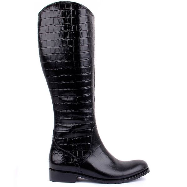 

sail-lakers black leather croco pattern women boots