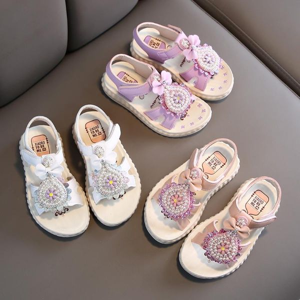 

sandals children shoes summer baby sandals for girls infant kids baby girls summer open toe flower pearl princess shoes, Black;red