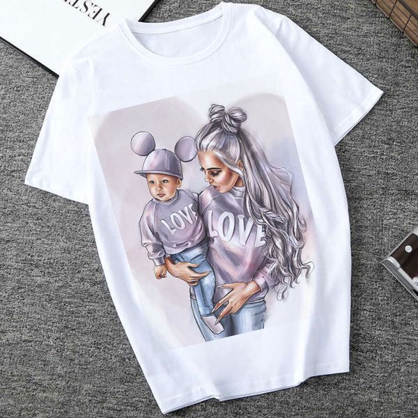 

женщины одежда 2020 лето мода печати любовь супер мама tshirt harajuku kawaii повседневный комфортные tops материнский eternal женский, White