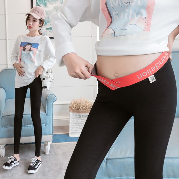 

maternity wear autumn korean fashion low waist pregnant women long pants stomach lift leggings casual pants pregnancy clothes, White