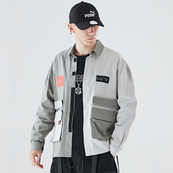 

hit color patchwork men's coat patch designs safari style men's jackets black green m-2xl male jackets coats, Black;brown