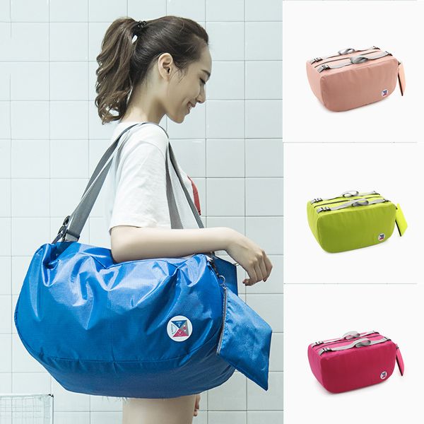 

waterproof foldable portable shoulder bag fashion outdoor travel backpack solid zipper nylon durable bag for woman handbag dbc vt0495