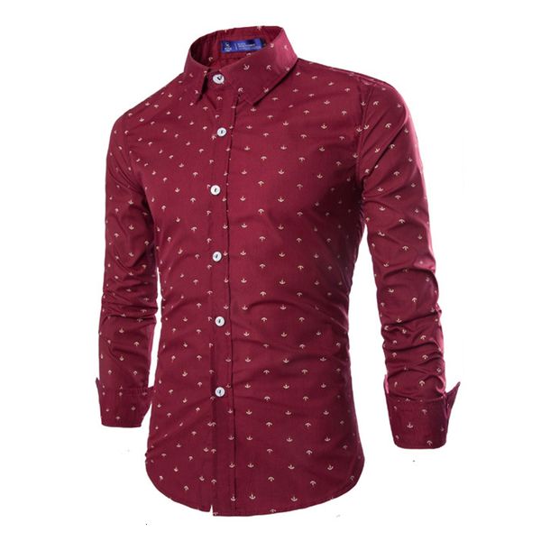 

горячие продажи мода маленькие якоря печати yong мужские рубашки -2xl человек slim fit с длинным рукавом мальчик одежда груза падения, White;black