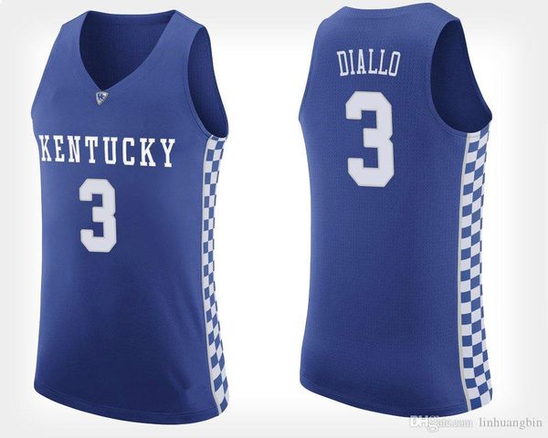 

hamidou diallo men's kentucky wildcats malik monk white sacha killeya-jones quade green blue stitched college basketball jersey, Black
