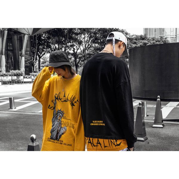 

men fashion hoodies designer couple sweater 2019 brand mens street style loose panelled mens luxury printed hoodies women trend hoodie, Black