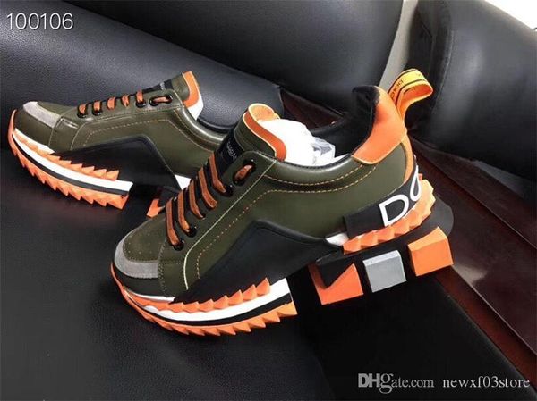 

2019 New Arrive DOLCE & GABBANA D.G LEATHER TRAINERS SNEAKERS Super King Rubber Suede Leather Daddy Casual Shoes With Original Box