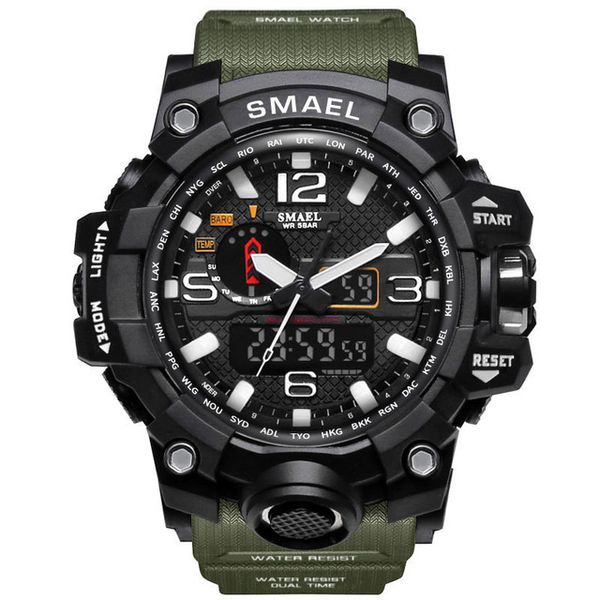 

men military watch 50m waterproof wristwatch led quartz clock sport watch male relogios masculino 1545 sport watch men s shock, Slivery;brown