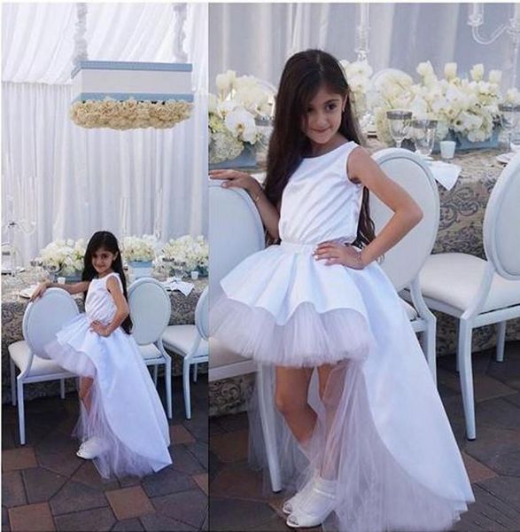

charming lovely white holy flower girls dresses high low jewel neck tiered christmas party gowns kids party dresses, White;blue