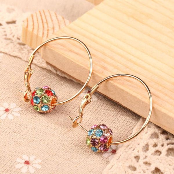 

1 pair lucky colorful crystal rhinestone rotating ball hook earrings jewelry gifts hsj88, Golden;silver