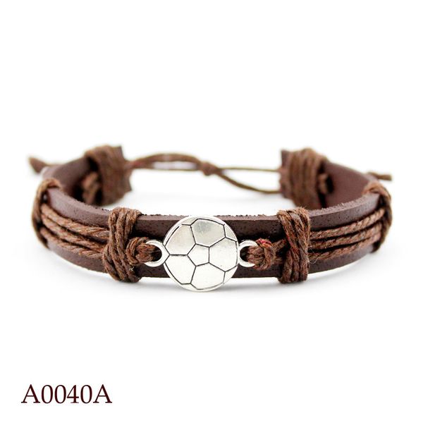 

football volleyball soccer basketball racket charm leather bracelets women men jewelry leather bracelet fashion gifts, Black