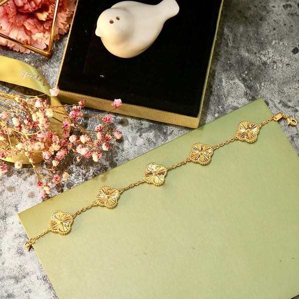 

2019 новая мода шарм браслеты конструктора пять четыре листа клевера браслет для womens роскошные золотые украшения для женщин, Golden;silver