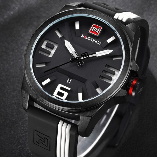 

naviforce men watch sport mens watches rome army business date rubber band quartz male clock new 9098, Slivery;brown