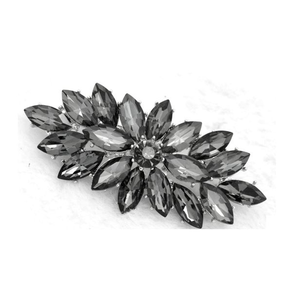 

vintage rhodium silver plated grey glass marquise crystal diamante brooch prom party pin gifts ing, Gray