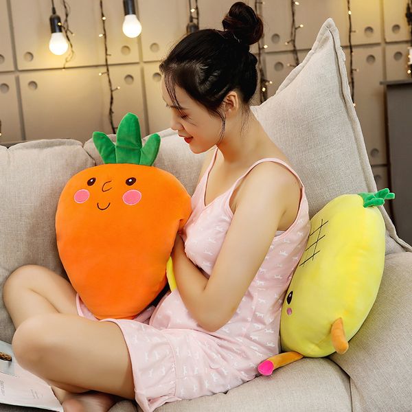 

happy fruits family vegetables plush doll figured cartoon stuffed carrot apple tomato onion eggplant banana doll hands warmer
